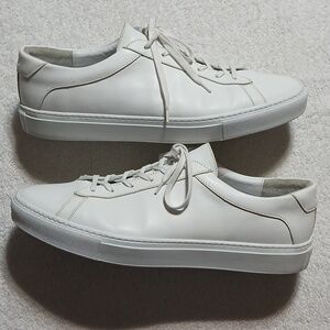 KOlO Men’s Low Top Leather Sneaker, White Capri Triple White, Size 14